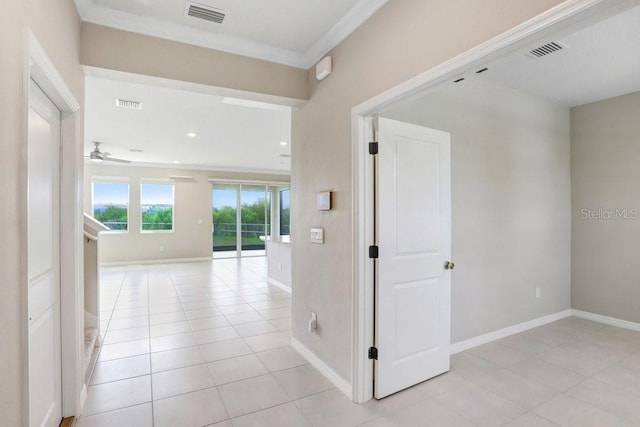 5430 Thistle Field Ct, Wesley Chapel, FL 33545 - corridor featuring light tile patterned flooring, ornamental molding, and recessed lighting