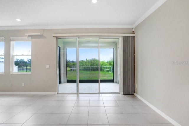 5430 Thistle Field Ct, Wesley Chapel, FL 33545 - empty room with crown molding, light tile patterned floors, and recessed lighting