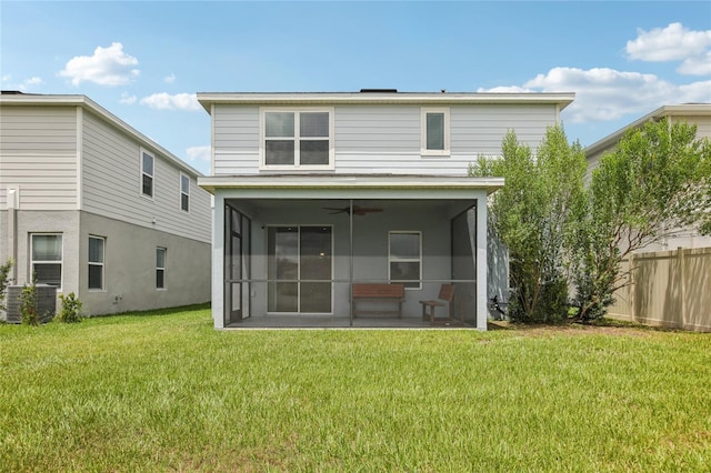 10580 Gliding Eagle Way, Land O Lakes, FL 34638 - back of house featuring a sunroom and a ceiling fan
