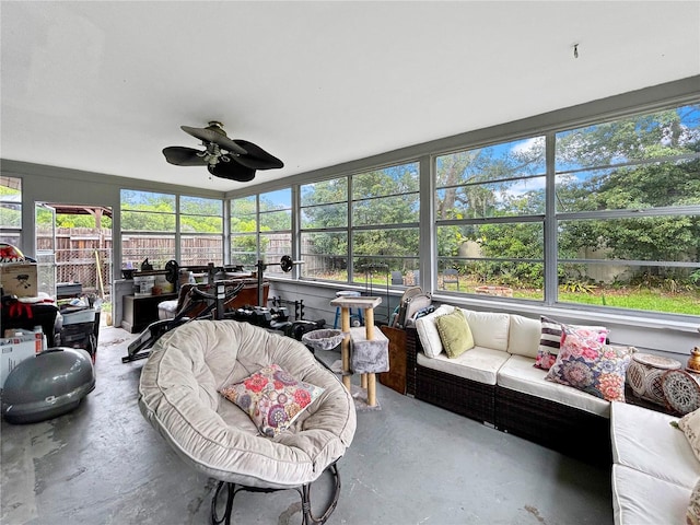 1609 Haven Bnd, Tampa, FL 33613 - sunroom / solarium with an outdoor hangout area, concrete flooring, and ceiling fan