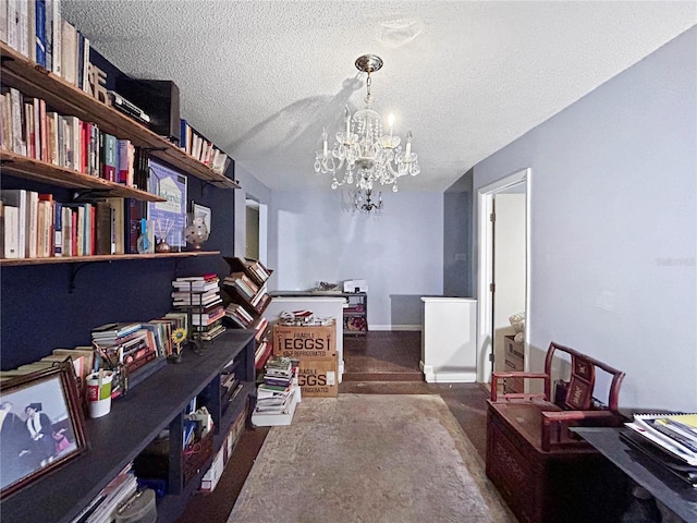 1609 Haven Bnd, Tampa, FL 33613 - home office featuring a chandelier and a textured ceiling