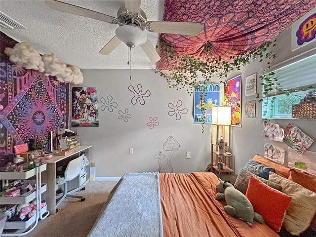 1609 Haven Bnd, Tampa, FL 33613 - bedroom with carpet, a textured ceiling, and ceiling fan