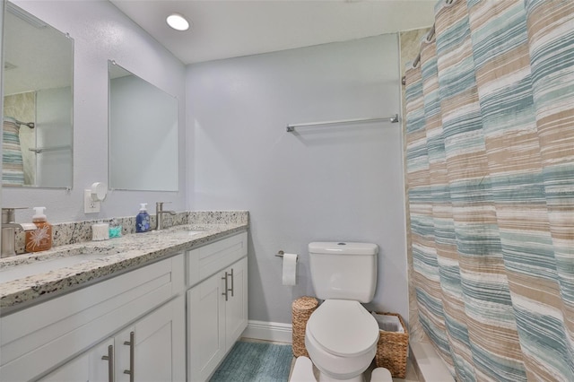 540 Firefly Ln, Apollo Beach, FL 33572 - bathroom with double vanity and a shower with shower curtain
