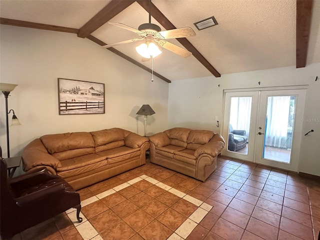 6262 E Rector St, Inverness, FL 34452 - living area featuring a ceiling fan, light tile patterned flooring, and french doors