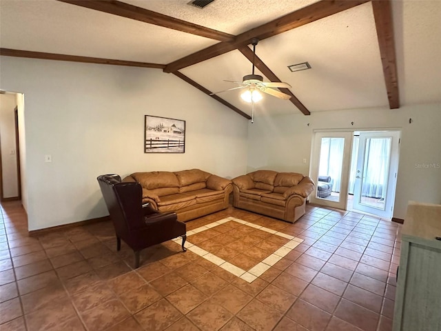6262 E Rector St, Inverness, FL 34452 - living area with tile patterned floors, ceiling fan, and a textured ceiling
