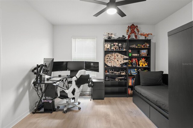 10823 Trailing Vine Dr, Tampa, FL 33610 - office area with a ceiling fan and wood finished floors