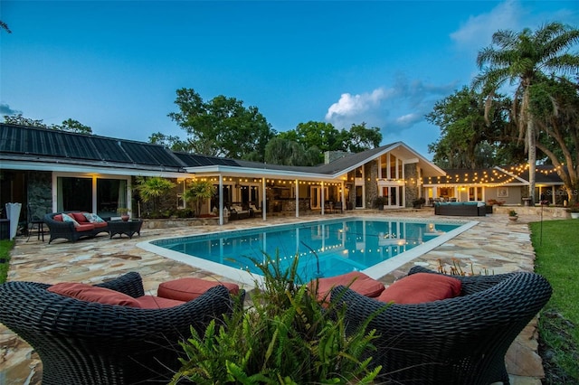 16205 Sentry Woods Ct, Odessa, FL 33556 - outdoor pool featuring an outdoor hangout area and a patio