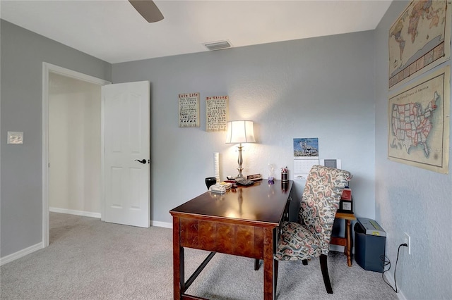 9619 Towanda Ln, Port Richey, FL 34668 - carpeted office with a ceiling fan and baseboards