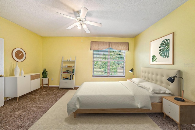 1914 Sassafras Dr, Wesley Chapel, FL 33543 - carpeted bedroom with a textured ceiling and ceiling fan
