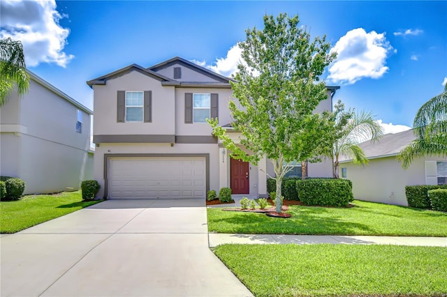 208 English Heritage Pl, Dover, FL 33527 - view of front of property featuring concrete driveway, stucco siding, a garage, and a front lawn