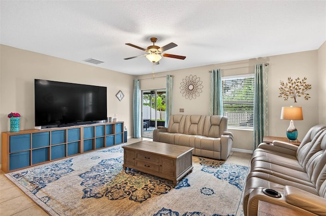 12835 Wildflower Meadow Dr, Riverview, FL 33579 - tiled living area featuring ceiling fan and healthy amount of natural light