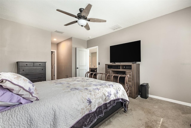 15406 Gopher Trop Pl, Sun City Center, FL 33573 - bedroom featuring carpet flooring, ceiling fan, and recessed lighting