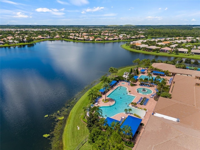 4911 Rock Island Ct, Wimauma, FL 33598 - aerial view of a pool and a nearby body of water