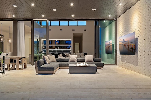 501 Barcelona Dr, Tierra Verde, FL 33715 - community lobby with recessed lighting, wooden ceiling, and expansive windows
