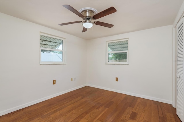 3547 Morley Dr, New Port Richey, FL 34652 - unfurnished bedroom featuring wood finished floors, a closet, and ceiling fan