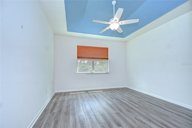 11619 Cambium Crown Dr, Riverview, FL 33569 - unfurnished room featuring wood finished floors, a tray ceiling, and ceiling fan