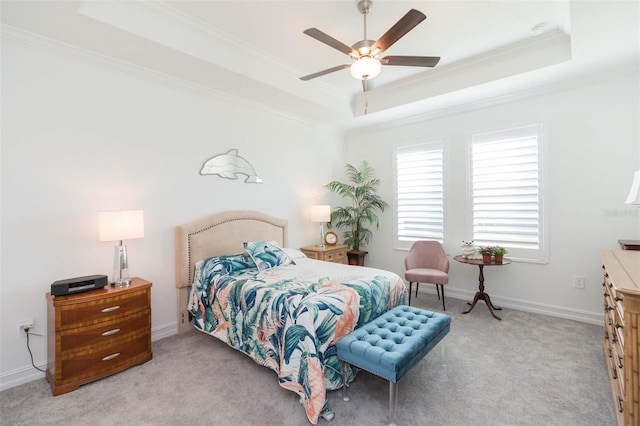 11717 74th Cir E, Palmetto, FL 34221 - carpeted bedroom with a raised ceiling, crown molding, and ceiling fan