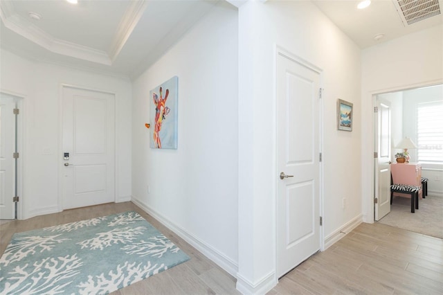 11717 74th Cir E, Palmetto, FL 34221 - foyer with ornamental molding, light wood-style floors, and recessed lighting