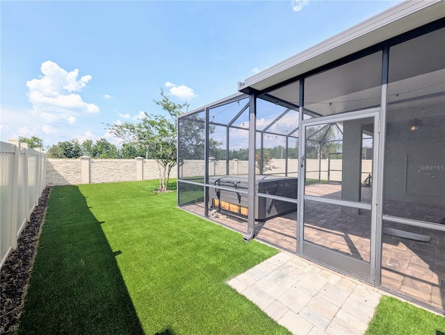 32599 Natural Bridge Rd, Wesley Chapel, FL 33543 - fenced backyard featuring a hot tub and a patio
