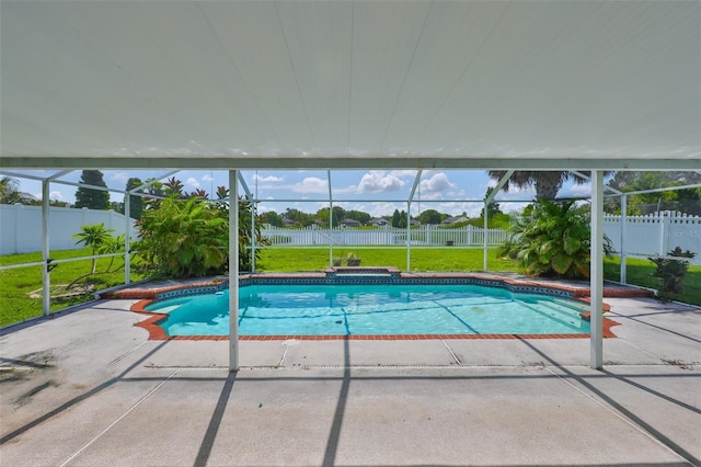 10430 Crestfield Dr, Riverview, FL 33569 - view of swimming pool featuring a fenced backyard, a patio area, and a lanai