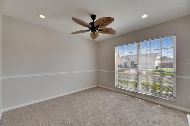 318 Lookout Dr, Apollo Beach, FL 33572 - carpeted empty room featuring a ceiling fan and recessed lighting