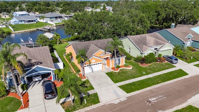 318 Lookout Dr, Apollo Beach, FL 33572 - aerial perspective of suburban area with a nearby body of water