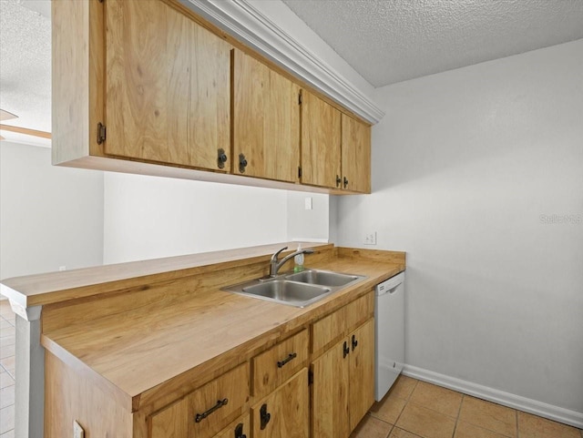 6114 Oak Cluster Cir, Tampa, FL 33634 - kitchen featuring dishwasher, a textured ceiling, light countertops, and light tile patterned floors