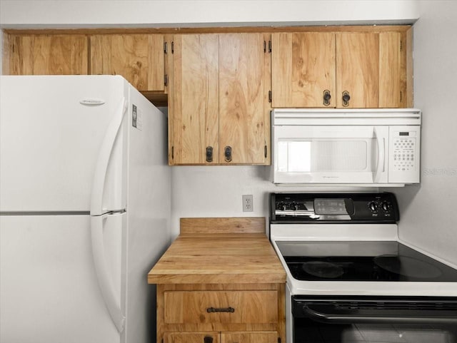 6114 Oak Cluster Cir, Tampa, FL 33634 - kitchen featuring white appliances and butcher block countertops