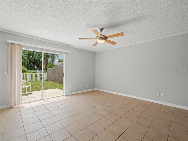 6114 Oak Cluster Cir, Tampa, FL 33634 - unfurnished room with a ceiling fan, a textured ceiling, and ornamental molding