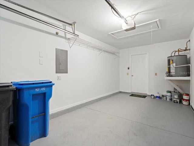 6114 Oak Cluster Cir, Tampa, FL 33634 - garage with secured water heater, a garage door opener, and electric panel