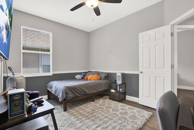 4901 Windingbrook Trl, Wesley Chapel, FL 33544 - bedroom with wood finished floors and ceiling fan