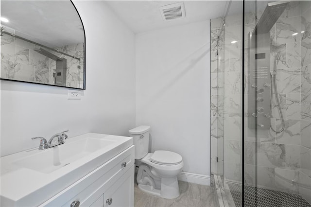 10730 Premier Ave, Port Richey, FL 34668 - full bathroom featuring a marble finish shower, vanity, and marble look tile flooring