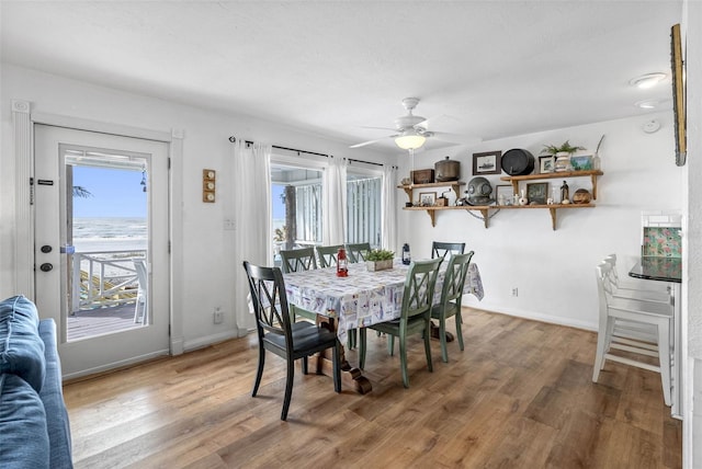 12458 1st St W, Treasure Island, FL 33706 - dining area with wood finished floors and a ceiling fan