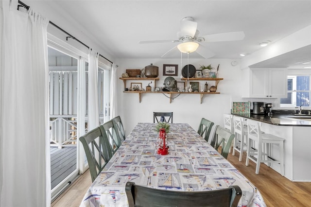 12458 1st St W, Treasure Island, FL 33706 - dining area featuring light wood-type flooring and ceiling fan