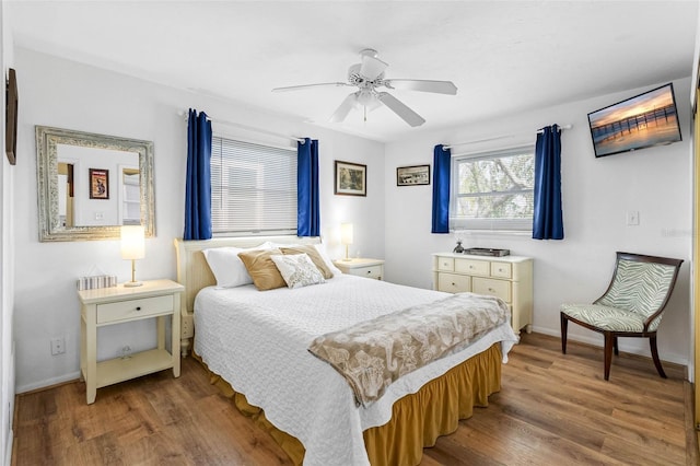 12458 1st St W, Treasure Island, FL 33706 - bedroom with wood finished floors and a ceiling fan