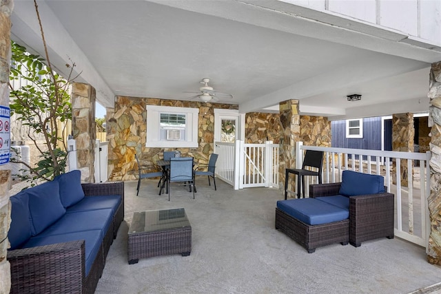 12458 1st St W, Treasure Island, FL 33706 - view of patio with an outdoor living space, ceiling fan, and outdoor dining space