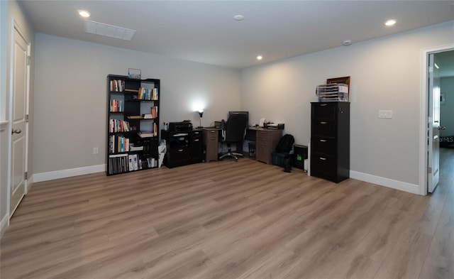 26082 Woven Wicker Bnd, Lutz, FL 33559 - office with light wood-type flooring and recessed lighting