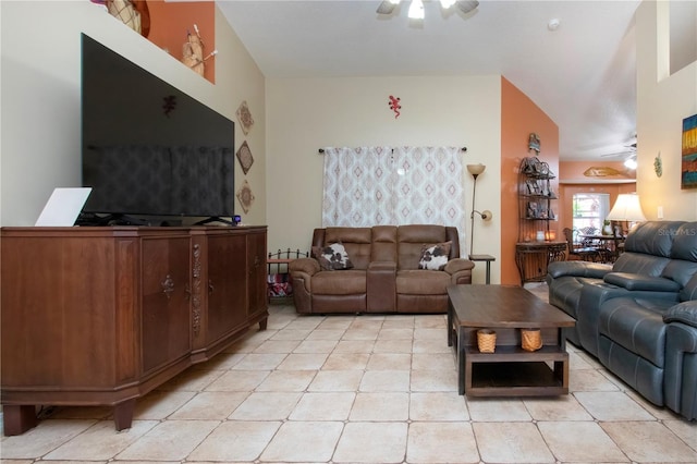 408 River Bed Ct, Wimauma, FL 33598 - living area with a ceiling fan and light tile patterned flooring