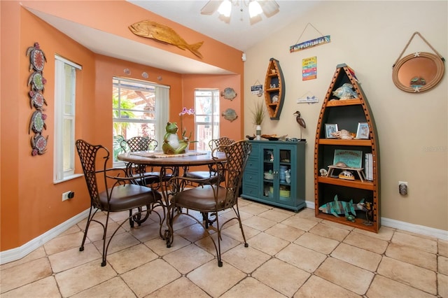 408 River Bed Ct, Wimauma, FL 33598 - dining room with a ceiling fan and light tile patterned floors