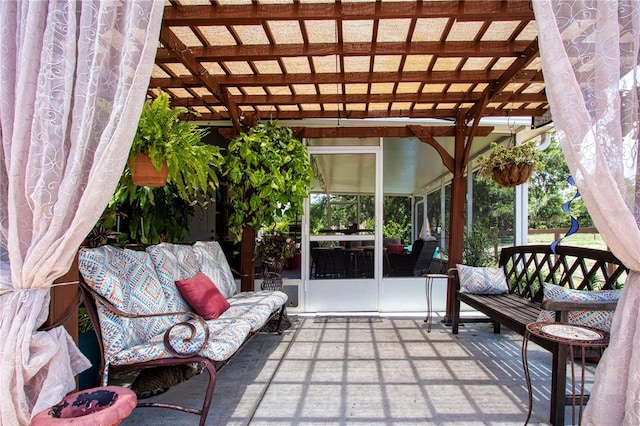408 River Bed Ct, Wimauma, FL 33598 - view of patio with a pergola and a sunroom