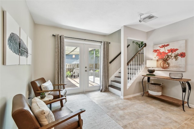 344 Cascade Ln, Palm Harbor, FL 34684 - entrance foyer featuring french doors and stairway
