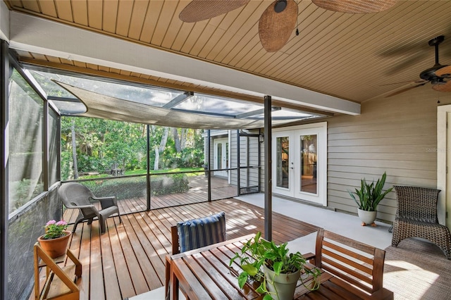 344 Cascade Ln, Palm Harbor, FL 34684 - sunroom / solarium featuring french doors and a ceiling fan