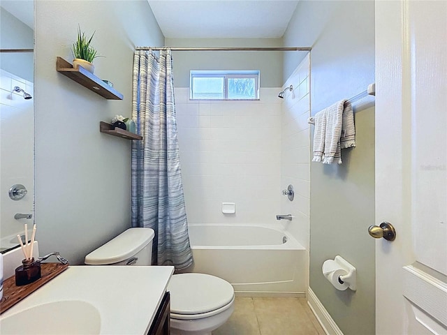 4116 Knollpoint Dr, Wesley Chapel, FL 33544 - bathroom with vanity, shower / tub combo with curtain, and tile patterned floors