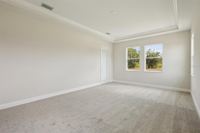 14523 Swiss Bridge Dr, Lithia, FL 33547 - unfurnished room featuring a tray ceiling, light carpet, and crown molding