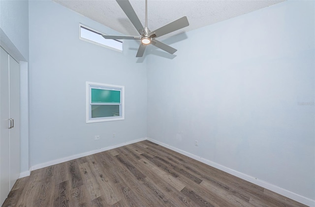 6206 92nd Pl N Unit 3605, Pinellas Park, FL 33782 - spare room with wood finished floors, a ceiling fan, and a textured ceiling