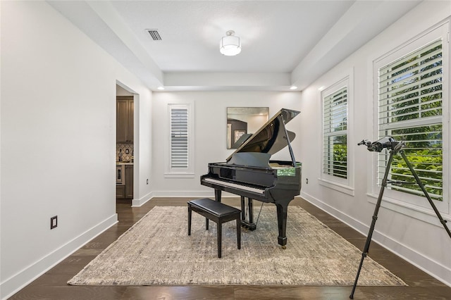 311 12th Ave N, Saint Petersburg, FL 33701 - living area featuring dark wood finished floors and a tray ceiling
