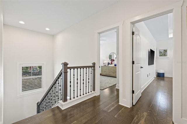 311 12th Ave N, Saint Petersburg, FL 33701 - corridor featuring an upstairs landing, dark wood finished floors, plenty of natural light, and recessed lighting