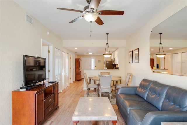 12000 Gulf Blvd Unit 403-S, Treasure Island, FL 33706 - living area with light wood-style floors and ceiling fan