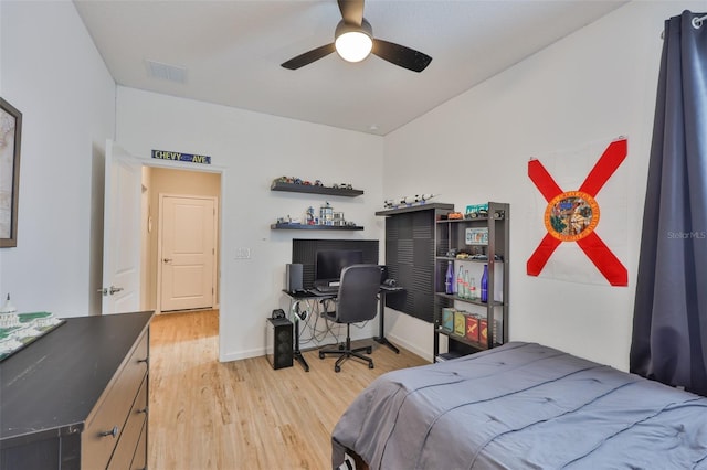 314 Blackrock Ln, Apollo Beach, FL 33572 - bedroom featuring light wood finished floors and a ceiling fan