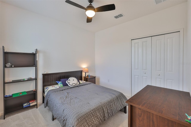 314 Blackrock Ln, Apollo Beach, FL 33572 - bedroom featuring carpet, a closet, and ceiling fan